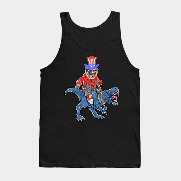 Pug dog puppy cute riding t rex dinosaur 4th of july Gift funny Tank Top by madani04